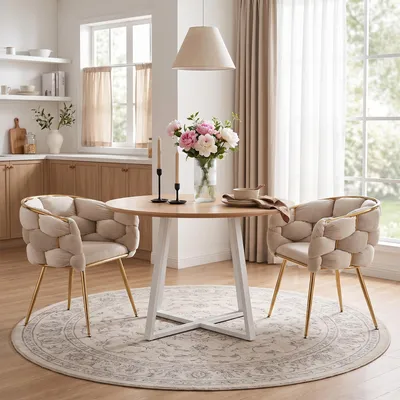 Produktbild von r, moderner Akzentstuhl, Schminktischstuhl mit Metallgestell für Schlafzimmer, Wohnzimmer, Esszimmer, 2er-Set