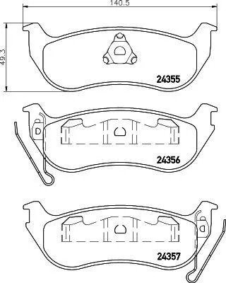 Produktbild von HELLA Bremsbeläge Satz Hinten Bremsklötze für JEEP CHEROKEE (KJ) 8DB 355 020-631