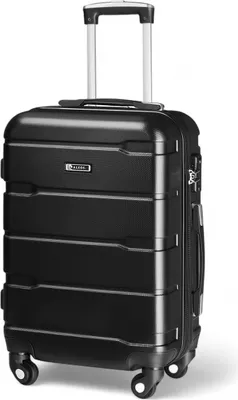 Produktbild von ALEOS. Handgepäckskoffer M 40x25x55cm Reisekoffer, Hartschalenkoffer, Schwarz, leicht, Hartschale, robust, Trolley, Handgepäck, 100% ABS+PC, TSA Schloss, leichtgängige 4 Rollen