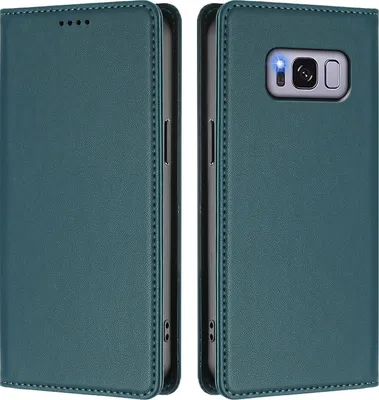 Image de Étui en cuir pour Samsung Galaxy S8 Plus, étui à rabat magnétique en cuirPolyuréthaneavec support, vert
