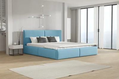 Produktbild von Polsterbett Doppelbett BERGEN Komplettset 180x200cm Stoff Magic Velvet Sky