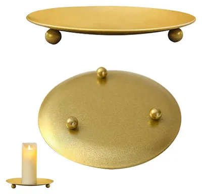 2er-Set Stumpenkerzenhalter aus Eisen, gold, 11 cm Durchmesser