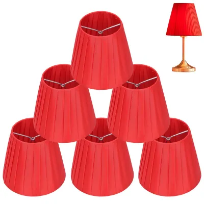 6er-Set Lampenschirme aus Stoff, rot, für Tischlampen