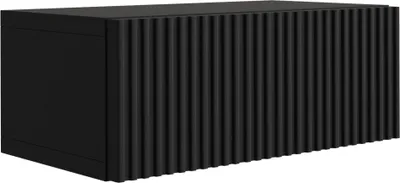 A black cabinet with a fluted front.