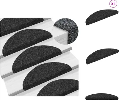 Immagine prodotto di vidaXL Tappetini autoadesivi per scale 5 pezzi neri 56x17x3 cm - Tappetini per gradini