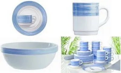 Productafbeelding van Esmeyer soepbord "BRUSH", diep, diameter 225 mm, blauw glazen servies, strependecoratie in penseelstijl - 6 stuks (415-006)