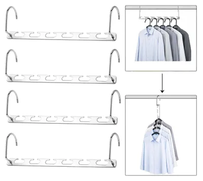Imagen del producto de Perchas metálicas, juego de 4 unidades, que ahorran espacio, para el armario