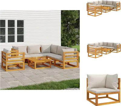 Image de vidaXL Ensemble de salon de jardin 7 pièces avec coussins gris clair bois massif - Ensembles de meubles de jardin