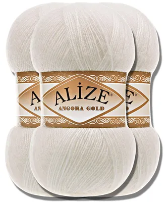Zdjęcie produktu dla Alize 3x 100g Angora Gold, włóczka, kolor jednolity, do szydełkowania i robienia na drutach (450)