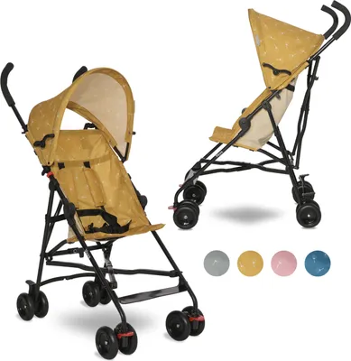 Produktbild von Lorelli Ultra Leichter Buggy Kinderwagen Vaya - nur 4,7kg - kompakter Sportsitz bis 15kg, klappbarer Reisekinderwagen, gelb