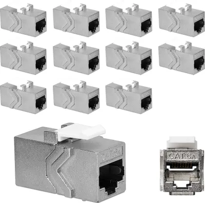 Produktbild von kwmobile 12x Keystone Modul für CAT 6A Kabel - 10 Gbit/s geschirmt Metall Gehäuse Schnappverschluss - Netzwerkkupplung Anschluss - Kabelverlängerung