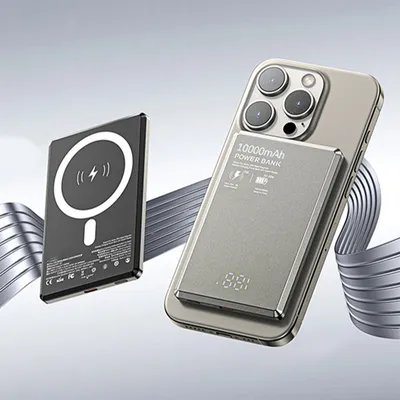 Productafbeelding van AIORBER ultradunne, draadloze oplader, draadloze magnetische oplader, geschikt voor mobiele telefoons, tablets en kleinere elektronische apparaten, 10000 mAh