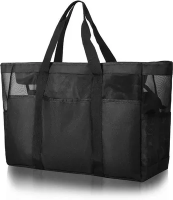 Produktbild von Große tragbare Reisetasche aus Mesh - Schwarz 50 x 35 x 20 cm