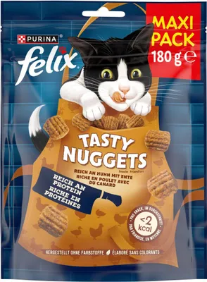 Productafbeelding van Felix Tasty Nuggets, kattensnack, rijk aan kip met eend, 180 gram