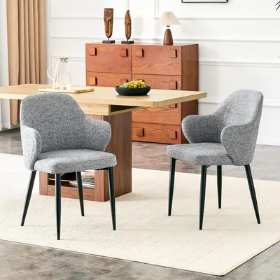 Immagine prodotto di Set di 2 sedie da pranzo okinwish con schienale curvo, design ergonomico, ideale per cucina, soggiorno e sala da pranzo, colore grigio scuro