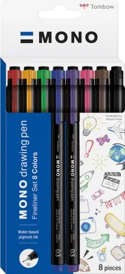 Produktbild von Tombow Fineliner MONO drawing pen 8er Etui