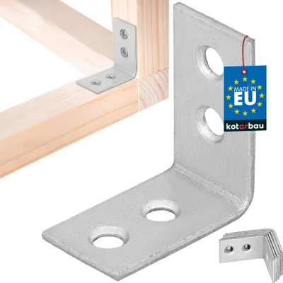 Zdjęcie produktu dla KOTARBAU® Zestaw 12 łączników kątowych Wytrzymały kątownik 30 x 30 x 17 mm stal ocynkowana Kątownik stalowy Stabilny Trwały łącznik belki Srebrny