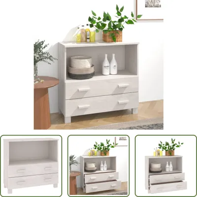 Produktbild von The Living Store Sideboard HAMAR Weiß 85x35x80 cm Massivholz Kiefer