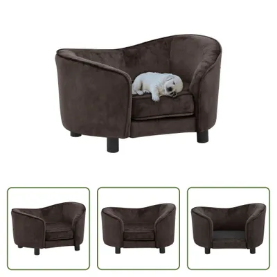 Image de The Living Store Canapé pour chien marron 69x49x40 cm en peluche