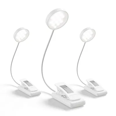 Produktbild von LQWELL Nachttisch-Leselampe, wiederaufladbare USB-Leselampe, 3 Farbtemperaturen, 10 Helligkeitsstufen, stufenlos dimmbar, 360° flexibles (Weiß,3 Stück