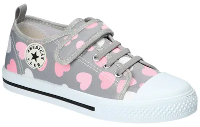 Produktbild von American Club TEN192, Mädchen Turnschuhe mit Klettverschluss leichte Sneaker mit Leder-Einlegesohle, Grau 35