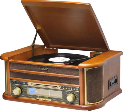 Produktbild von Denver MCR-50 Retro Plattenspieler und CD-Kompaktanlage, 3W, CD, Holz