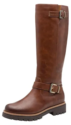 Image de Bottes pour femmes MARCO TOZZI, avec boucles, en matière vegan, couleur marron (cognac), taille 37 EU