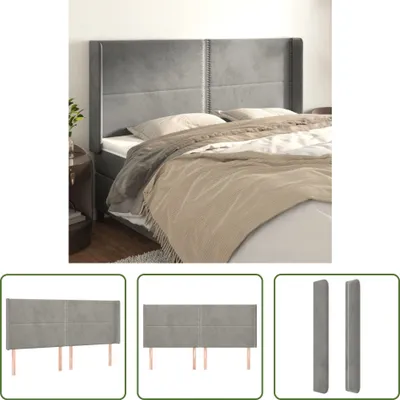 Produktbild von The Living Store Kopfteil mit Ohren Hellgrau 203x16x118/128 cm Samt