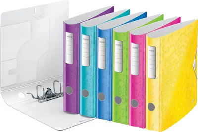 Produktbild von LEITZ Ordner Active WOW, 180 Grad, 60 mm, farbig sortiert DIN A4, runder Rücken, aus Polyform, Oberflächenstruktur - 5