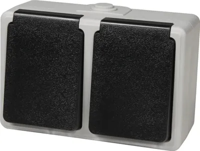 Produktbild von Feuchtraum-Doppel-Steckdose McPower "Taff", 250V/16A, IP44, AP, grau