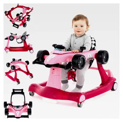 Produktbild von Lauflernhilfe 3in1 mit höhenverstellbarem Automotiv, Formula Racing, interaktiv und faltbar mit Sicherheitsstopper, Tasten, Lichtern und Sound ab 6 Monaten (Rosa)