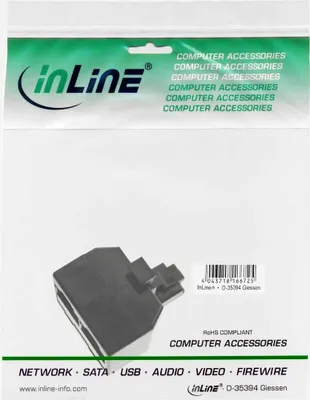Obrázek produktu pro InLine 69934, 2xRJ45, RJ45, Černá