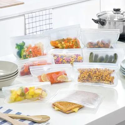 Produktbild von SVGcommerce Wiederverwendbare Aufbewahrungsbeutel für Lebensmittel, 10er Set, 2 Größen, auslaufsicher, für Kühlschrank & Gefrierfach,BPA-frei