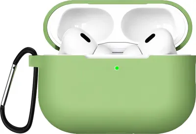 Immagine prodotto di AirPods Pro 3 Custodia protettiva in silicone con moschettone, custodia morbida al tatto, custodia resistente agli urti, antiscivolo, protezione a 360°,  verde