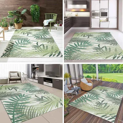 Produktbild von In- und Outdoor Flachgewebe Terrassen & Balkon Küche Teppich Palmen Design Grün, Maße:80x150 cm