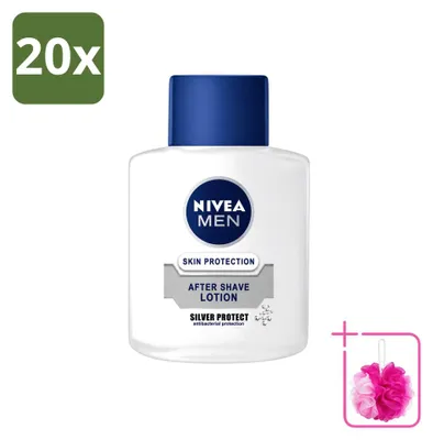 Immagine prodotto di 20 flaconi di lozione dopobarba Nivea Men Silver Protect - 100 ml - Confezione risparmio - 20 pezzi