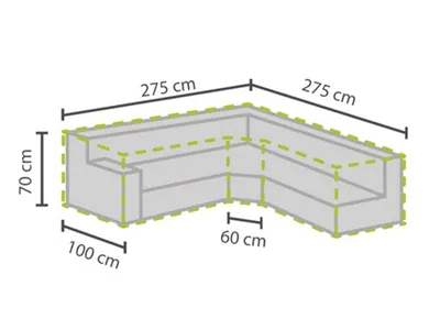 Produktbild von Perel Schutzhülle für Gartenmöbel, Grau, L-Form, 275 cm x 275 cm x 70 cm