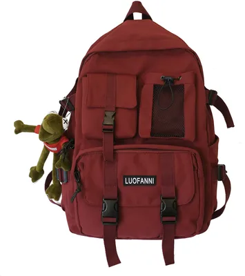 Obrázek produktu pro Topchances Školní batoh Velký vodotěsný nylonový batoh s žabími gadgety pro studenty（Red）