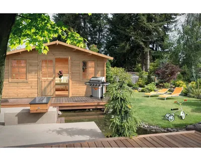 Produktbild von Gartenhaus Palmako Klara 17,0 m² 518 x 420 cm Tauchgrundiert braun
