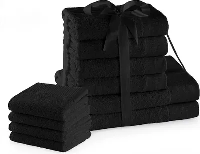 Zdjęcie produktu dla Zestaw Ręczników AMARI 2*70x140 + 4*50x100 + 4*30x50 Czarny AmeliaHome