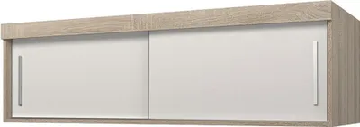 A wall-mounted cabinet with sliding doors.