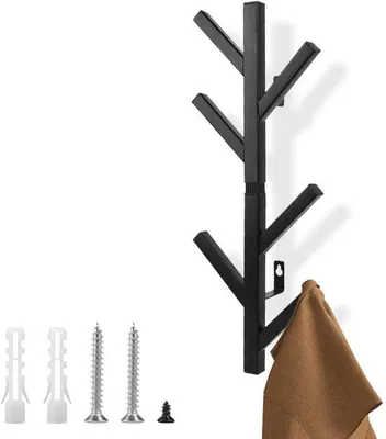 Obrázok produktu pre Čierne kovové nástenné háčiky 40 cm, 6 háčikov, ťažké