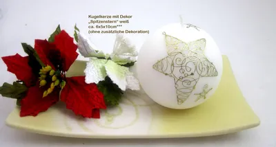 Produktbild von Kugelkerze "Spitzenstern" weiß ca. 8 cm