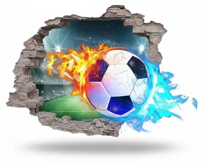 Image de InAndOutdoorMatch - Autocollant mural pour football - 3D - Adhésif, Image générée par une IA