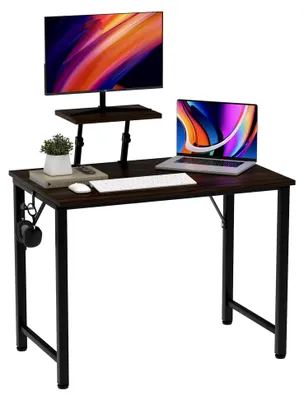 Produktbild von Schreibtisch aus Holz und Stahl mit Halterung, Laptoptisch, Arbeitstisch, Tragkraft bis zu 150 kg (Schwarz, 80 x 40 x 75 cm)
