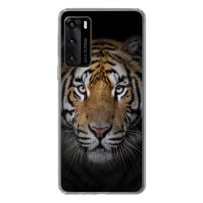 Produktbild von MuchoWow® Handyhülle Schutzhülle Hülle für Huawei P40 Tiger - Wildtiere - Porträt - Schwarz - Tiere Silikon Softcase Handy Hülle - Handytasche