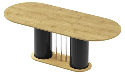 Produktbild von Design Esstisch HCE-111 Oval Hochglanz ausziehbar Tisch Esszimmer rund