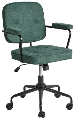 Produktbild von BELIANI Bürostuhl Dunkelgrün Stoff mit Gebremsten Rollen Armlehnen Höhenverstellbar Klassisch Retro Arbeitsstuhl Home-Office Wohnzimmer
