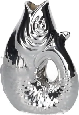 Produktbild von Gift Company Vase Monsieur Carafon XS, Dekovase in Fisch-Form, Steingut, Silber, 13 cm, 1087402022