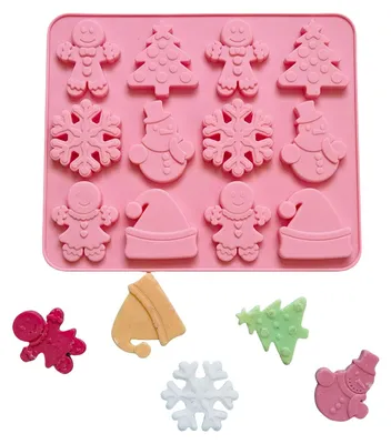 Silikon-Backform 12 Mulden Weihnachtsmotive 23,8 x 19,9 cm